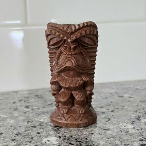 Vintage Coco Joe's Lucky Tiki Figure Pomaikai Hapa Wood Good Luck Fortune Hawaii